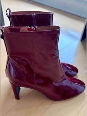 Jeffrey Campbell Burgundy Patent Leather Ankle Booties | US 9.5 | New condition